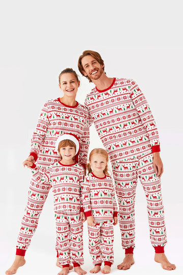 Świąteczne Rodzinne Zestawy Piżam Z Nadrukiem Czerwony Deer